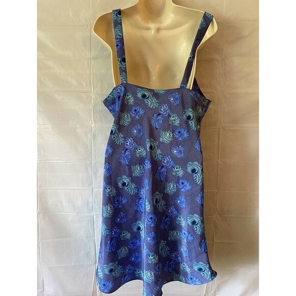 Y2K Contessa Di Roma  Lounge Set‎ L Kimono Robe Sleeveless Dress Blue Floral VTG - Picture 5 of 12
